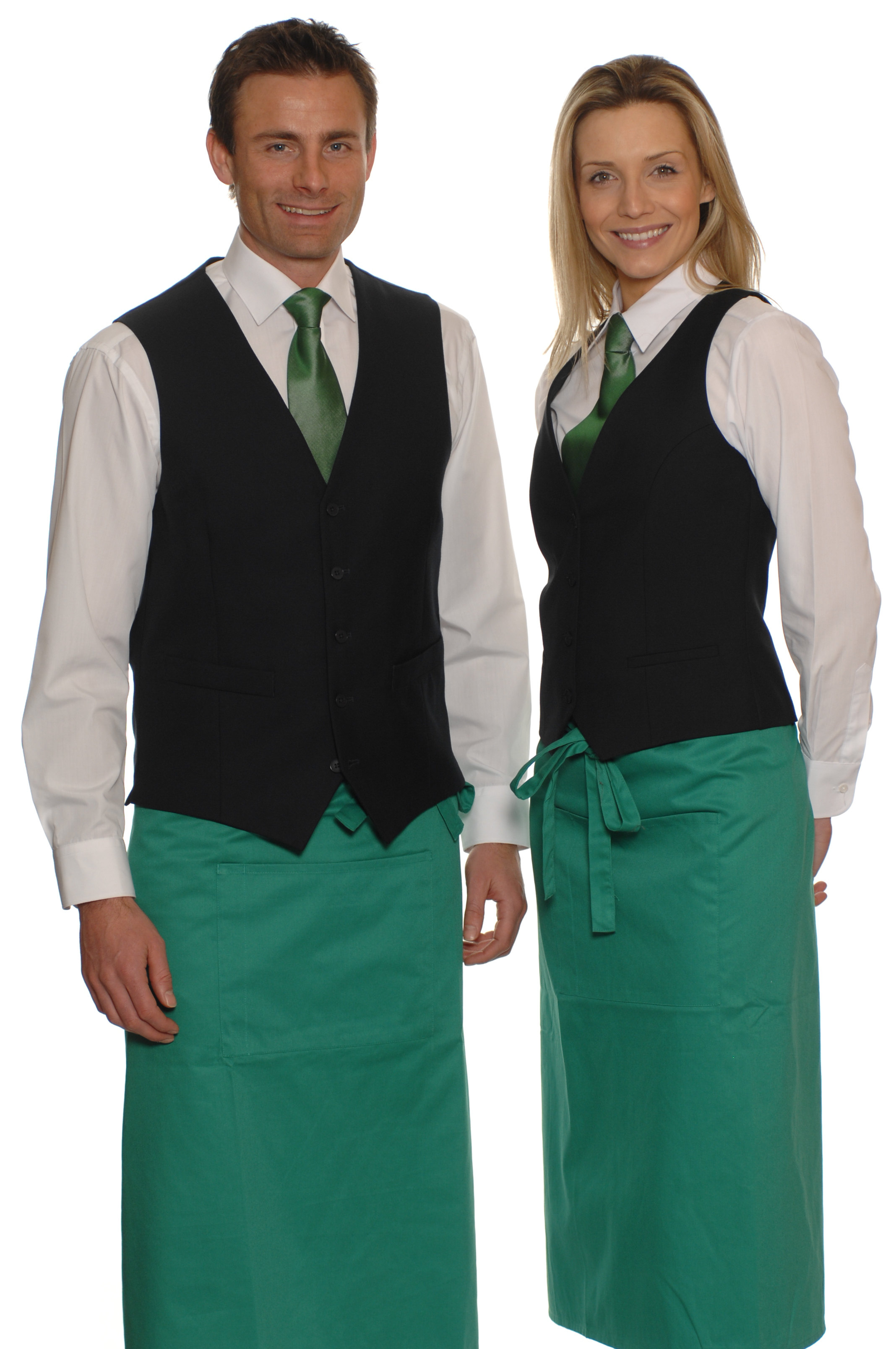 Waiter and waitress in uniform